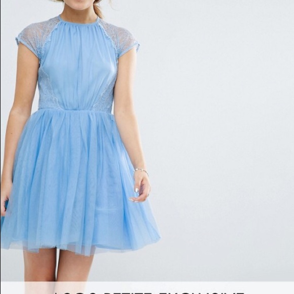 NWT ASOS Petite Lace Tulle Mini Prom Dress